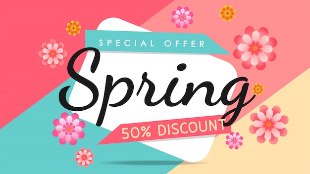 Spring  colorful sale banner