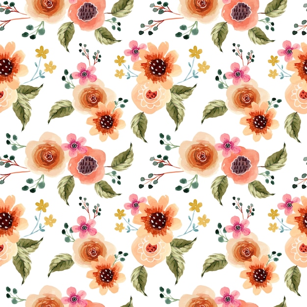 Spring Cute Floral Watercolor Seamless Pattern