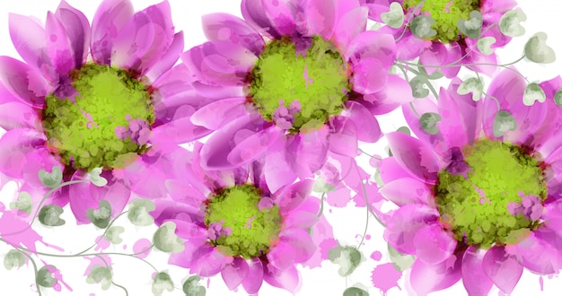 ベクトル 春のデイジーの花の背景の水彩
