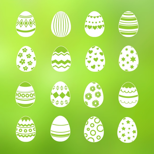 spring decorative eggs of set vector collection