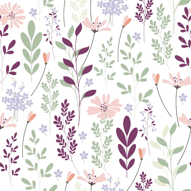 Spring delicate flowers make up a seamless pattern