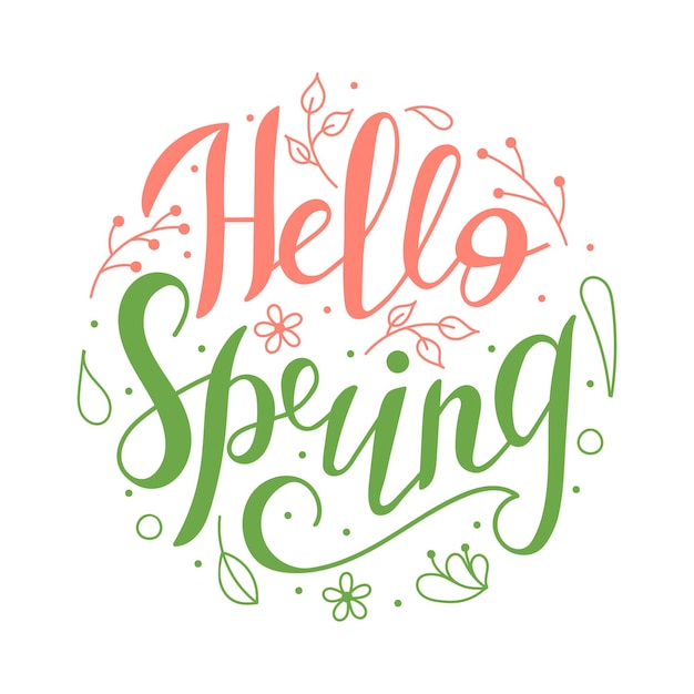 Spring design hand lettering Inscription on white background