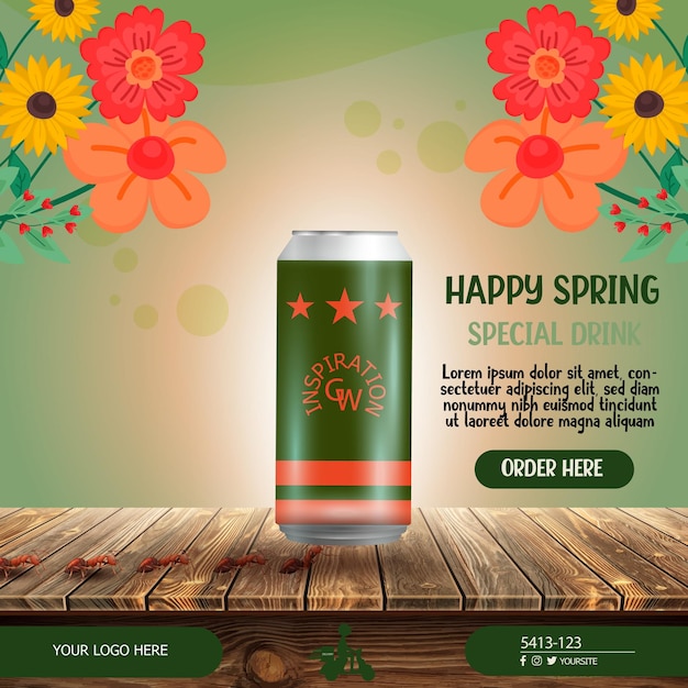 Vector spring drink promotion