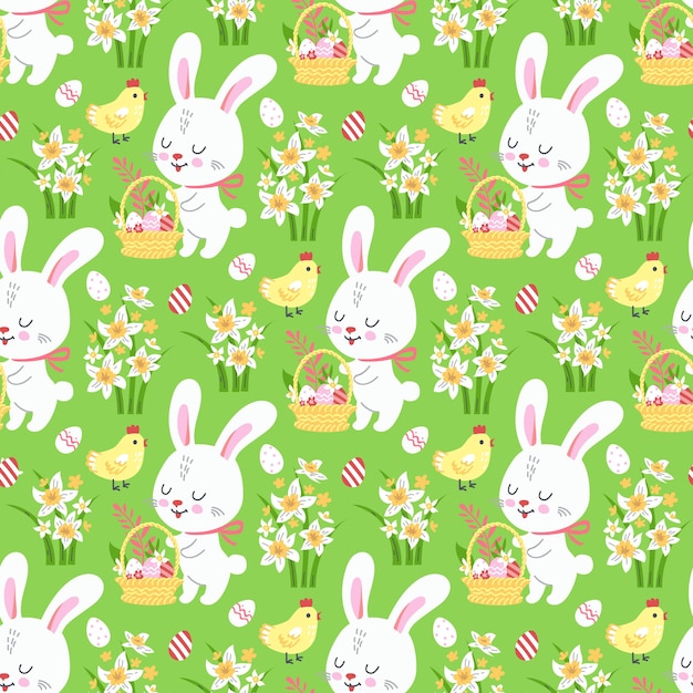 Premium Vector  Spring easter background with cute bunnies for wallpaper  and fabric design vector