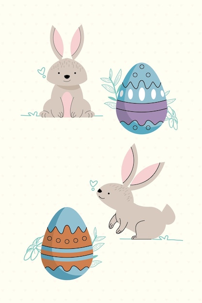 春の卵とウサギのアイコン