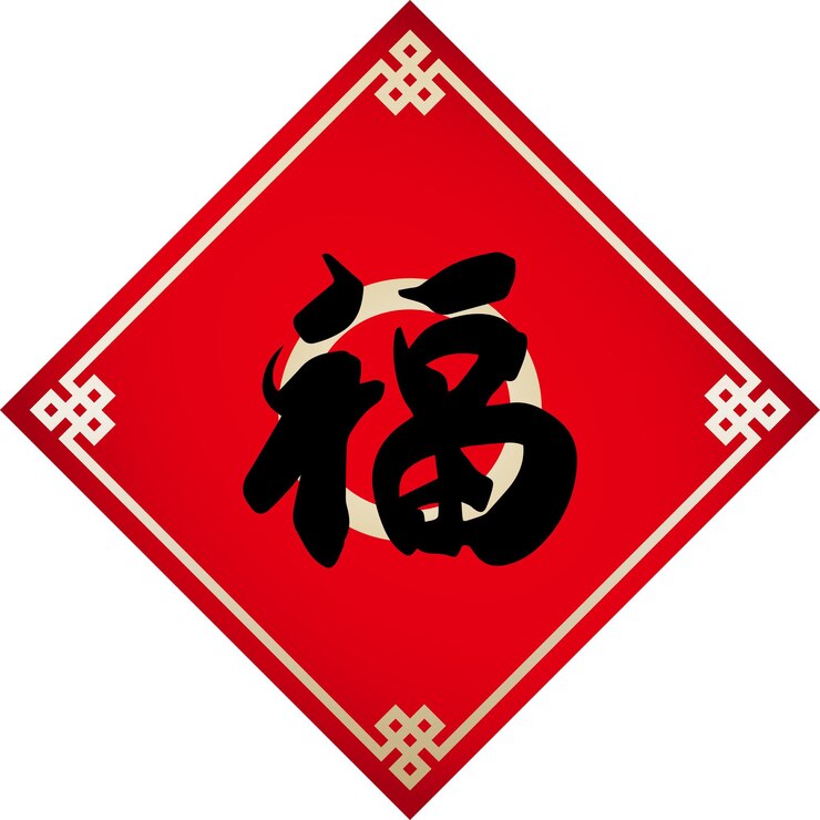 Vector spring festival couplets with the chinese word means blessing