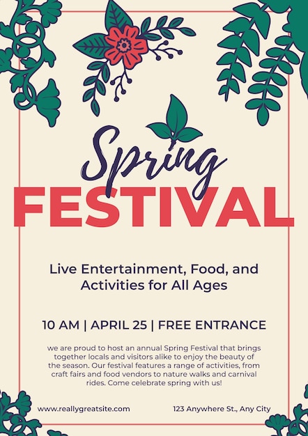 Vector spring festival flyer template