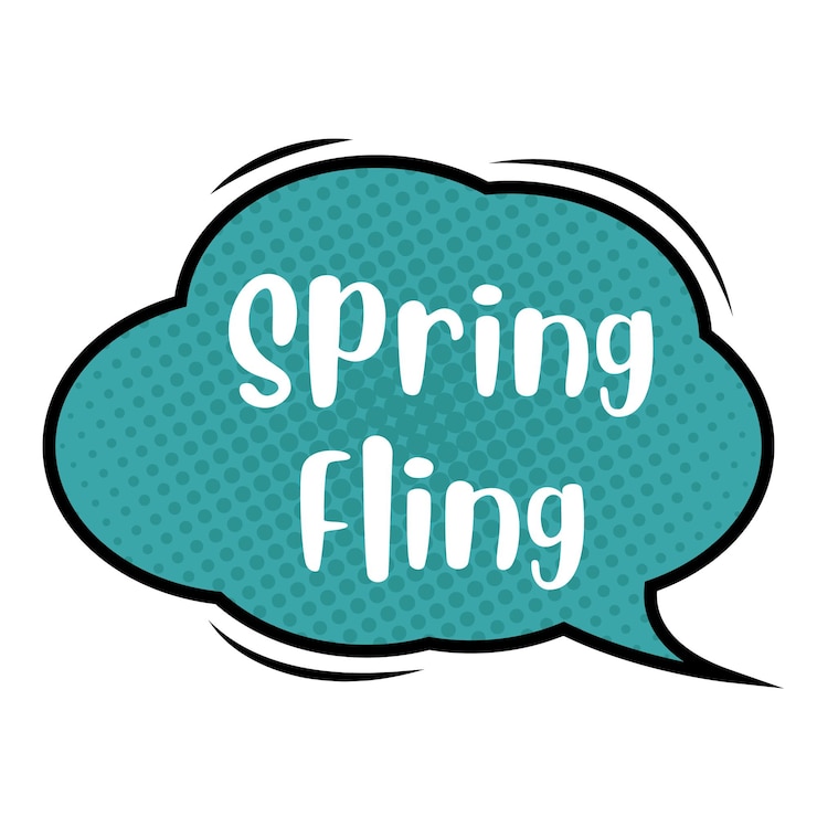 Vector spring fling messages sticker ontwerp lettering sticker typografische bericht chat badge