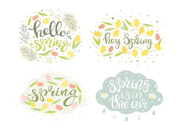 Spring floral banners set vector