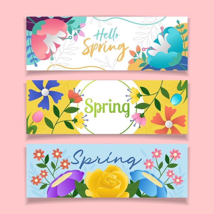 Vector spring floral banners