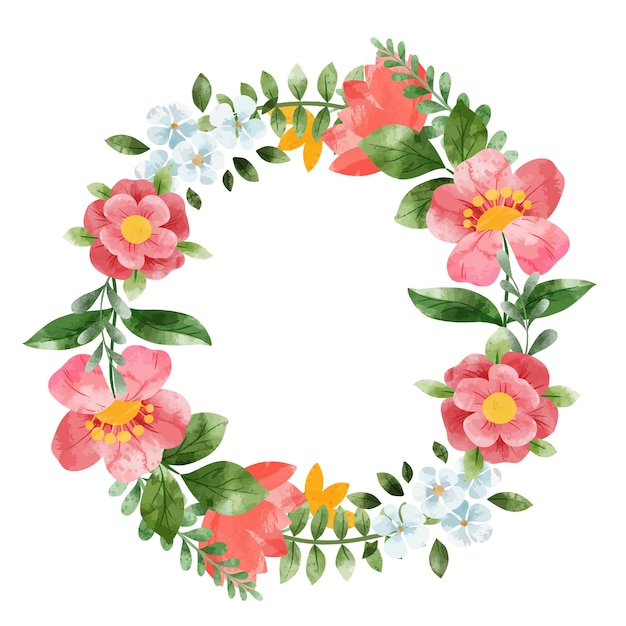 Spring floral wreath. Hand drawn   watercolor illustration.