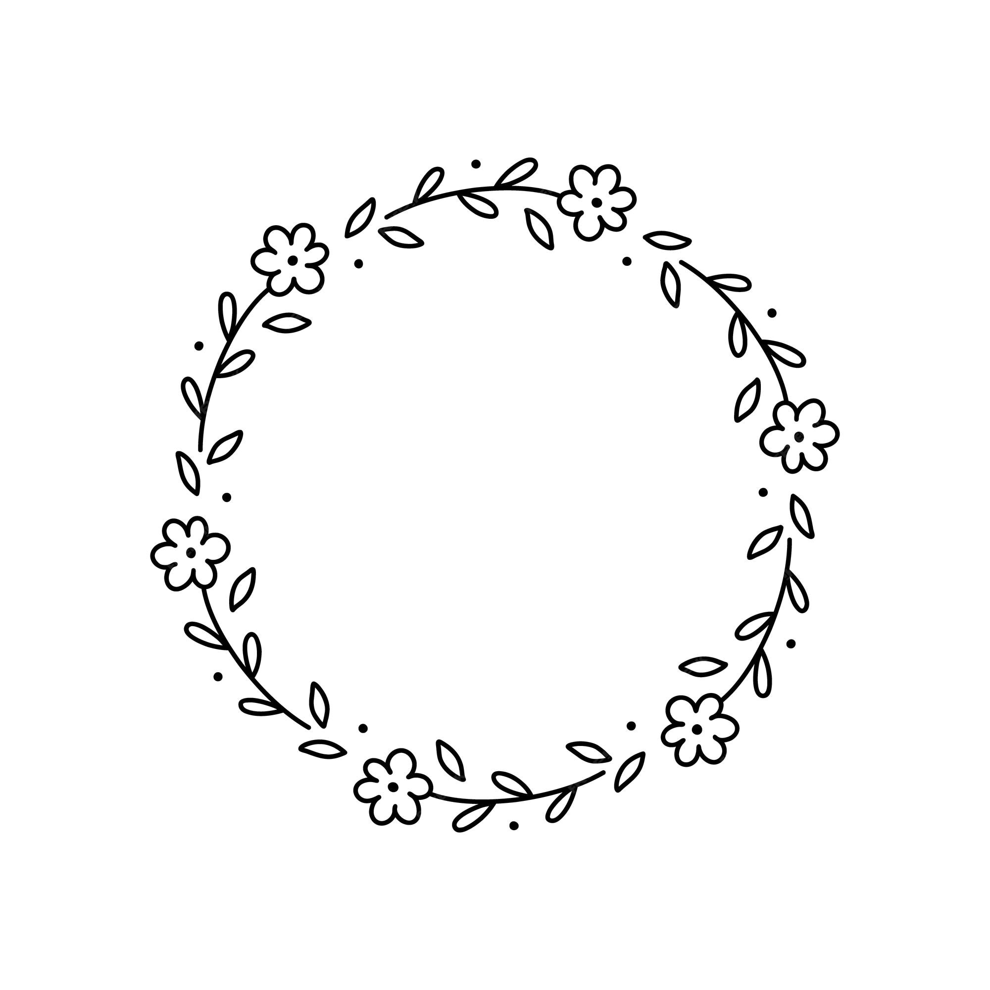 Premium Vector | Spring floral wreath isolated on white background round  frame with doodle flowers
