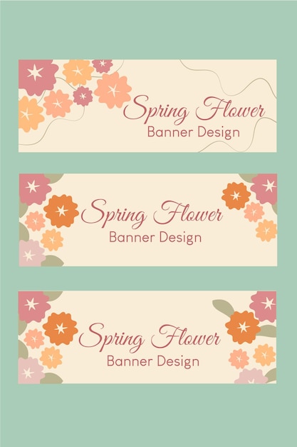 Spring flower bannerpastel color set