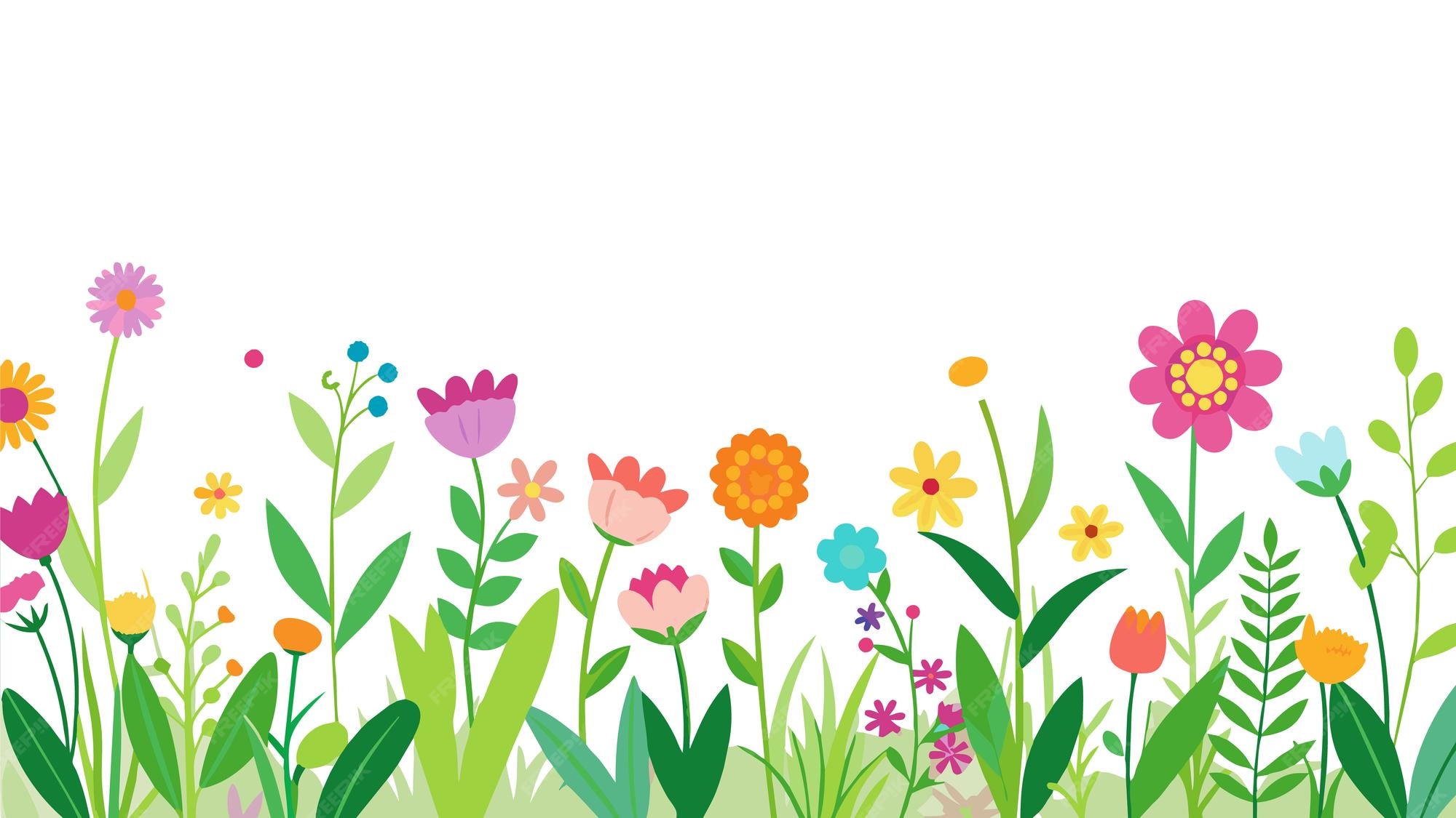 Premium Vector Spring flower border Seamless blooming colorful Premium Vector Spring flower border Seamless blooming colorful