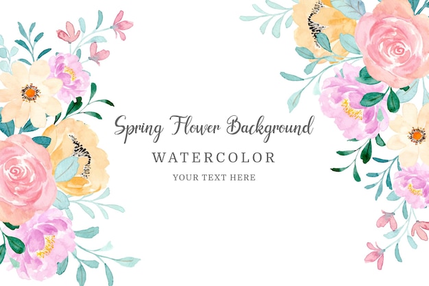 Vector spring flower frame beautiful floral background with watercolor