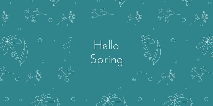 Vector spring flowers background with linear style flowers white color