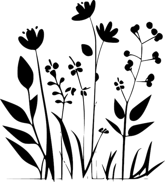 Spring Flowers Black and White Vector illustration