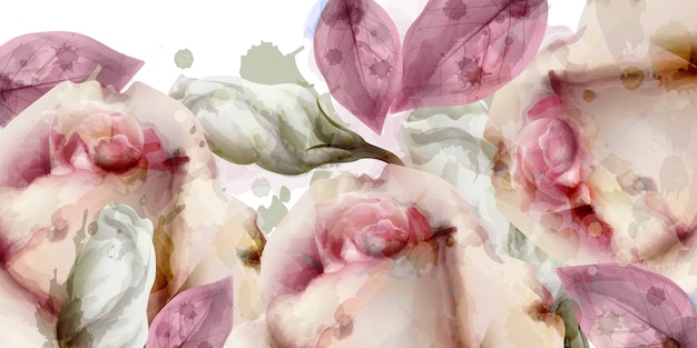 Vector spring flowers bouquet watercolor background