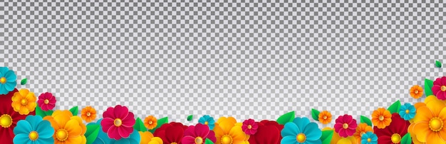 Vector spring flowers isolated. bright fresh flower border.