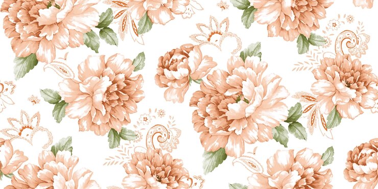 Vector 春の花と葉の繰り返しパターンデザイン 手描きのベクトルアート