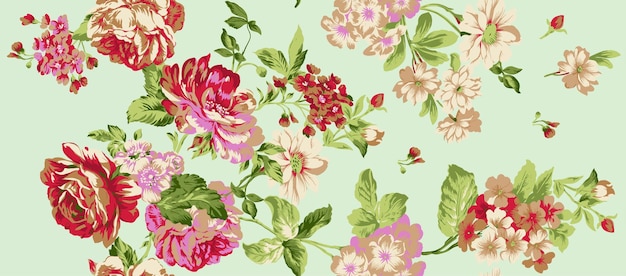 Spring flowers repeat pattern design