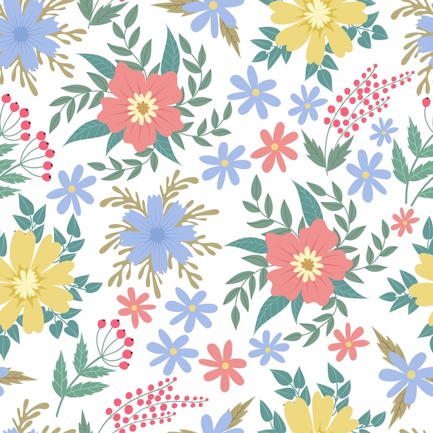 Spring flowers seamless patten