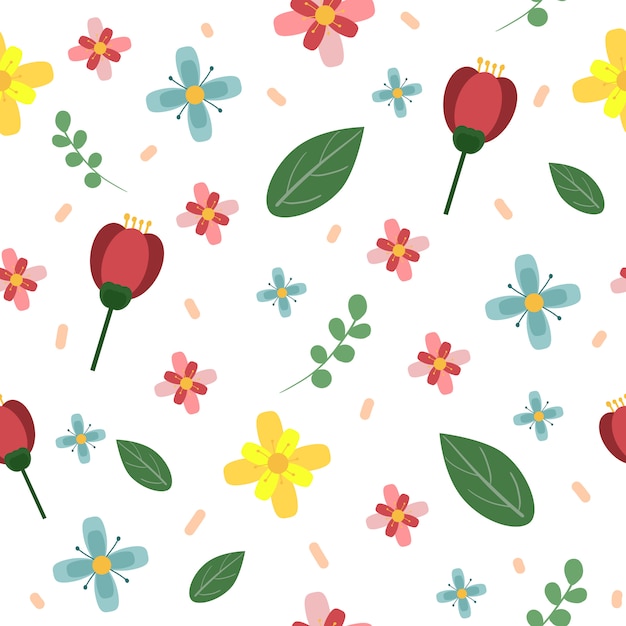 Spring flowers seamless pattern background.