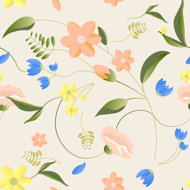 Spring Flowers Seamless Pattern