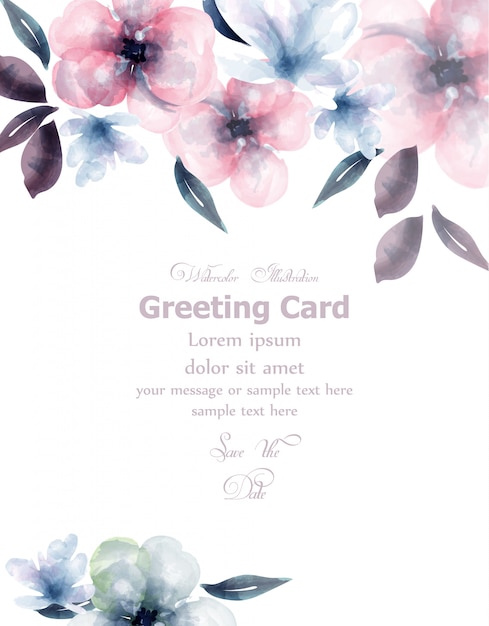 Spring flowers watercolor card