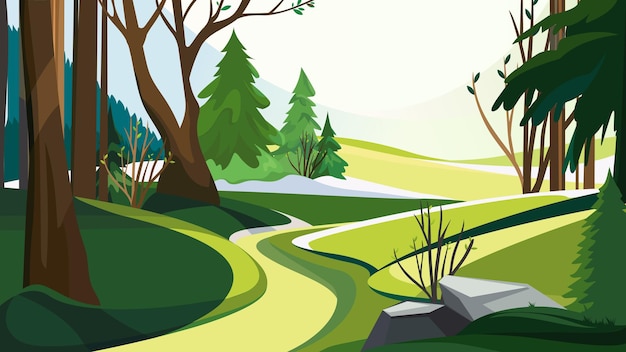 Vector spring forest with different trees