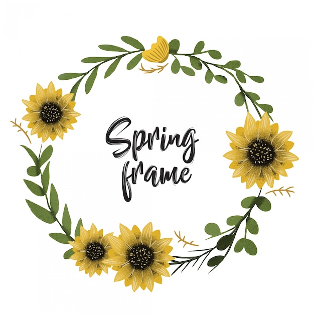 Vector spring frame background hand drawn