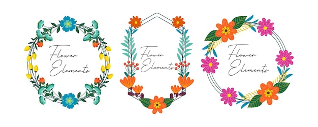 Spring frame flower Set of frame circle flower Wedding or invitation flower concept