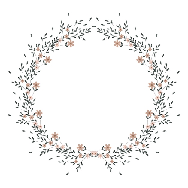 Vector spring frame of small flowers and scattered small leaves. easter frame, spring illustration, vector