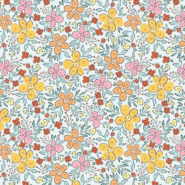 Spring Garden and Flowers Pattern