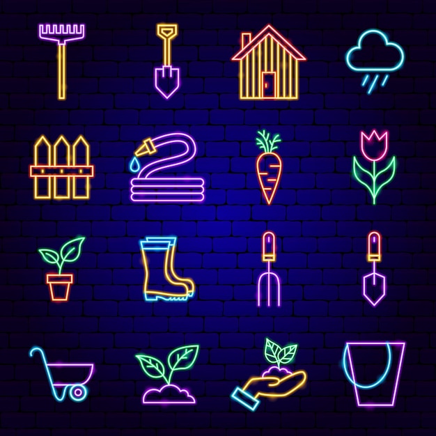 春天花園霓虹圖像.自然宣傳的向量插圖.