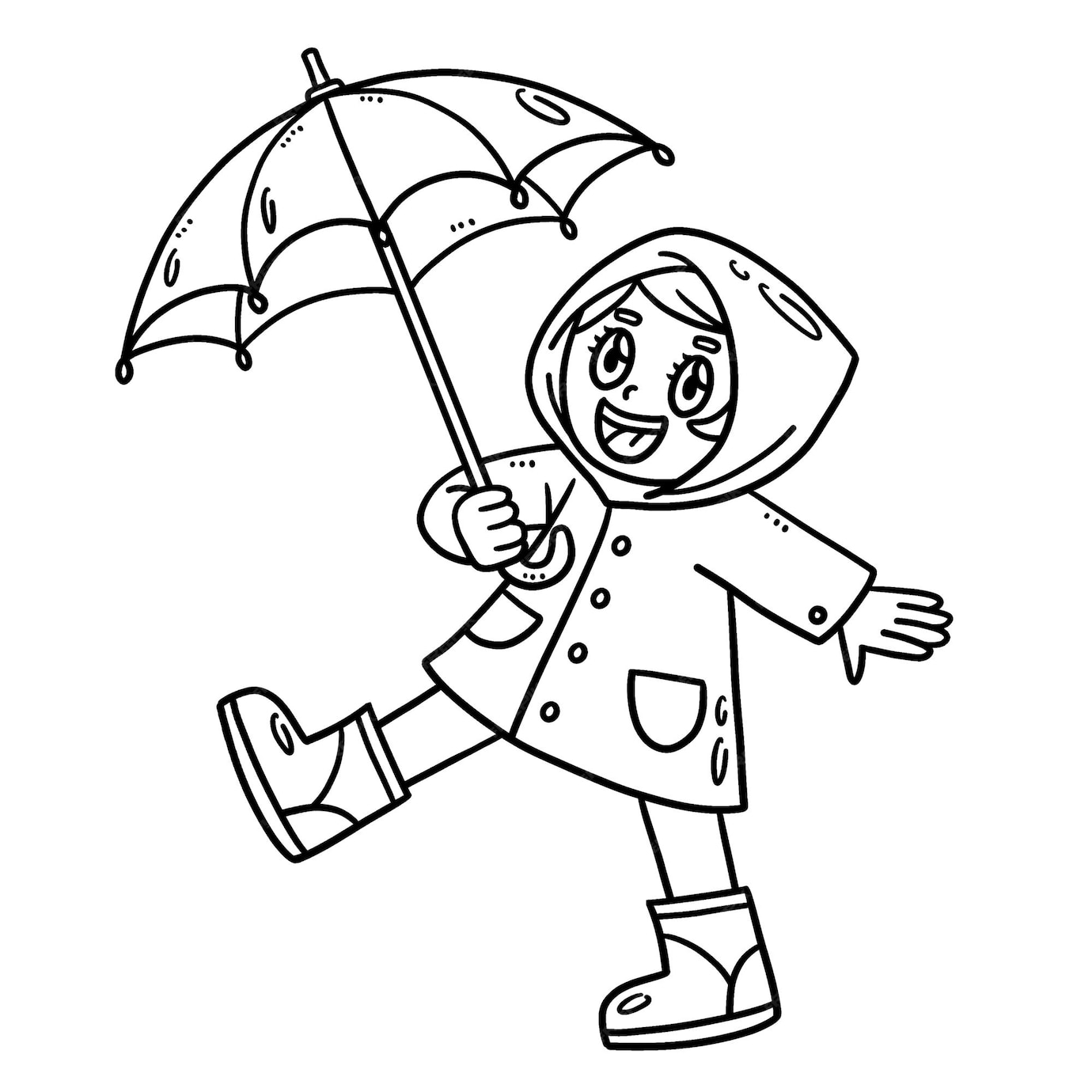 Premium Vector | Spring girl with umbrella isolated coloring page