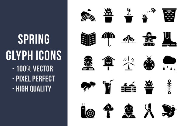 Vector spring glyph icons