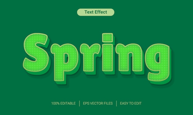 Vettore modello verde di effetto di stile del testo della natura della primavera