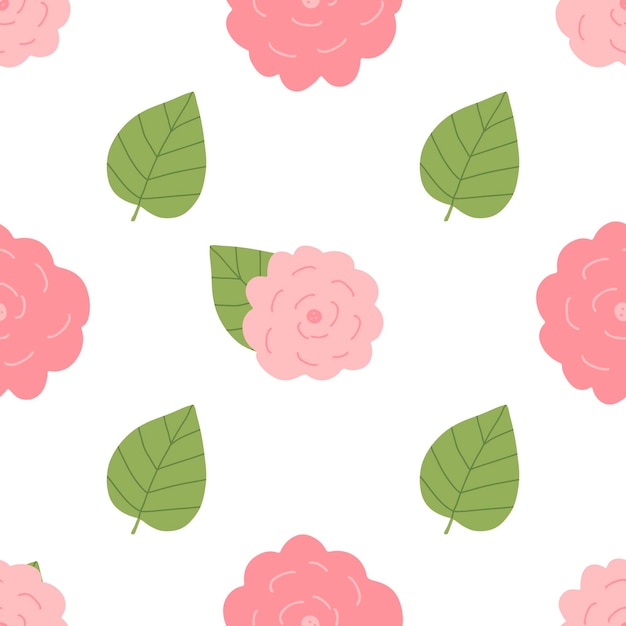 Spring greenery seamless pattern Womans day Mothers day 8 march Hand drawn vector illustration cute cartoon style