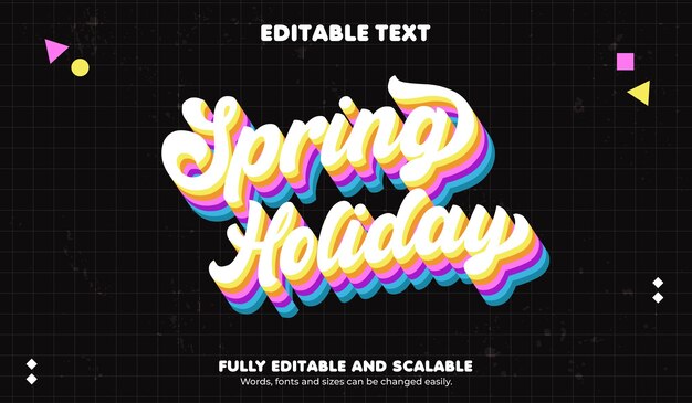 Spring holiday editable text effect retro style