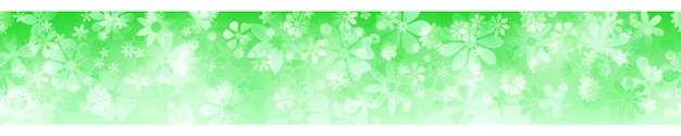 Spring horizontal banner of various flowers in green colors