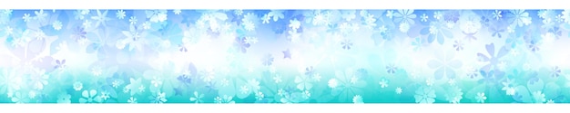 Banner orizzontale primaverile di vari fiori nei colori azzurri