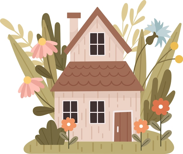 spring house with flowers