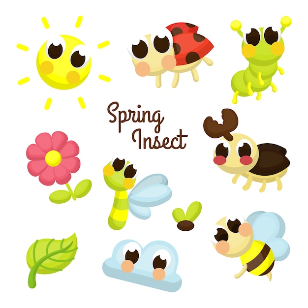 Spring Insect Illustration Character Set