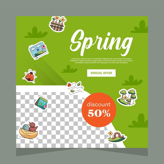 Spring instagram post template design