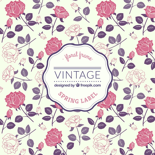 Spring label in retro style