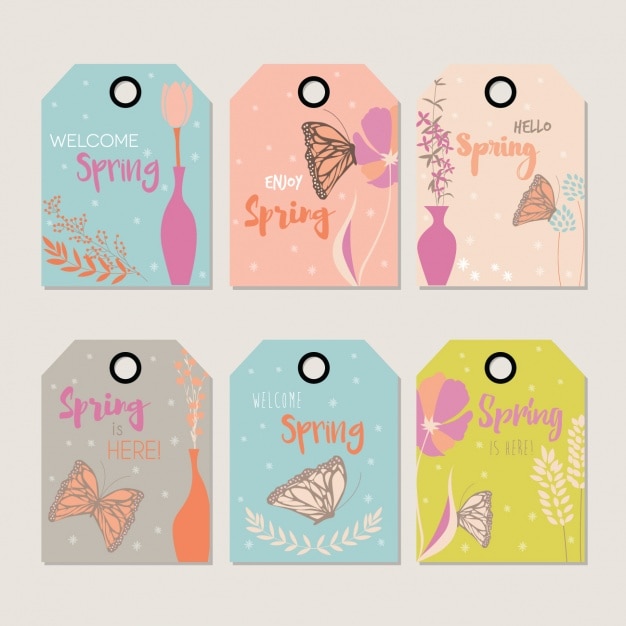 Vector spring labels collection