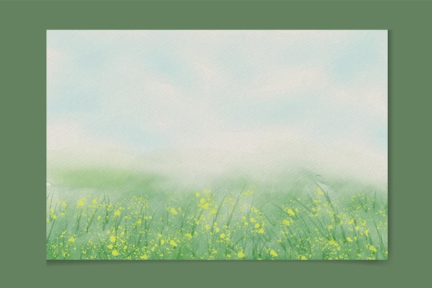 Vector spring landscape background with watercolor style