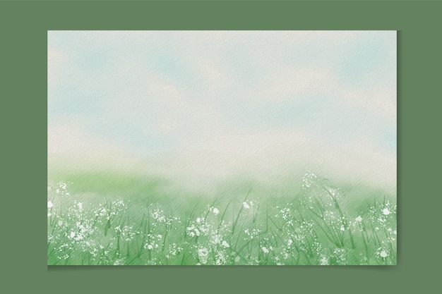 Vector spring landscape background with watercolor style