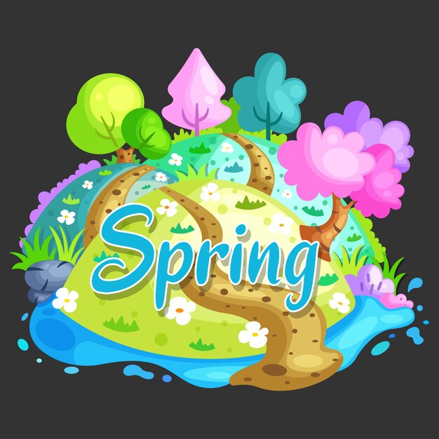 Vector spring landscape background